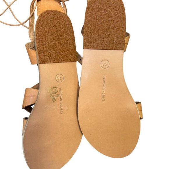 ANICENT GREEK SANDALS Tan Leather 'Filareskia' High Gladiator Sandals 38 New* - Picture 8 of 9